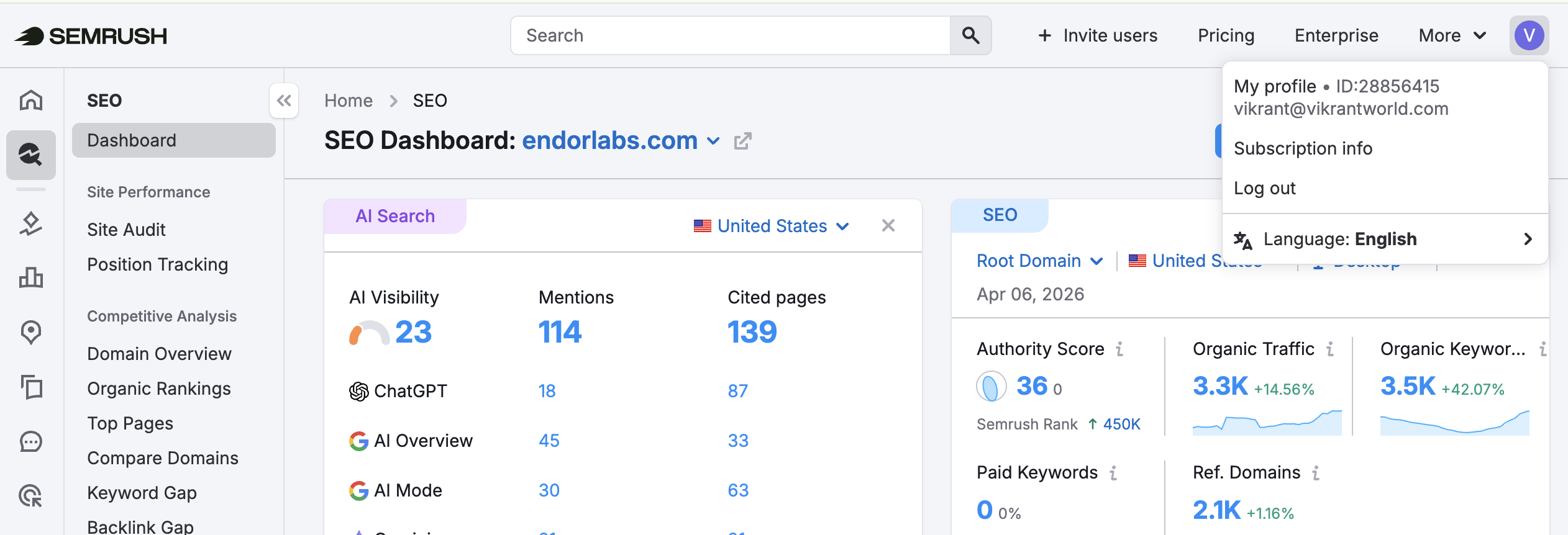 Endor Labs AEO competitive analysis — screenshot 2